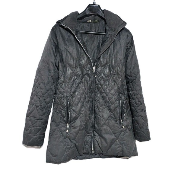 Eddie Bauer Coat Women Black Quilted Puffer Goose Down 550 Fill zip Size Med - Picture 2 of 15